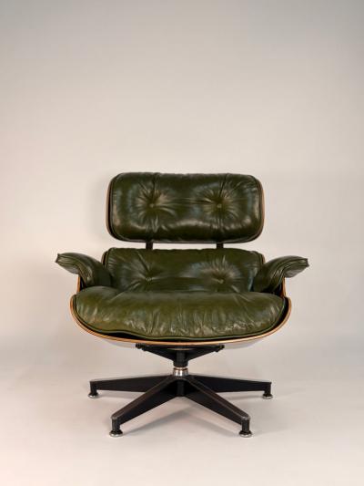 Herman Miller 1st Generation Eames Lounge Chair in Rosewood with New Moss Green Leather