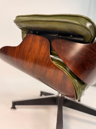 Herman Miller 1st Generation Eames Lounge Chair in Rosewood with New Moss Green Leather