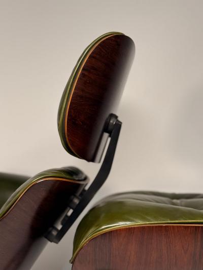 Herman Miller 1st Generation Eames Lounge Chair in Rosewood with New Moss Green Leather