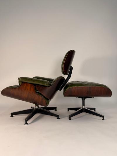 Herman Miller 1st Generation Eames Lounge Chair in Rosewood with New Moss Green Leather