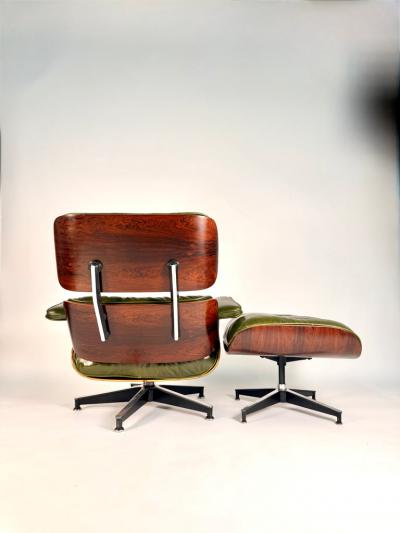 Herman Miller 1st Generation Eames Lounge Chair in Rosewood with New Moss Green Leather
