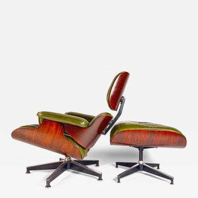 Herman Miller 1st Generation Eames Lounge Chair in Rosewood with New Moss Green Leather