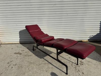 Herman Miller Billy Wilder for Eames Herman Miller Red Leather Adjustable Chaise Lounge