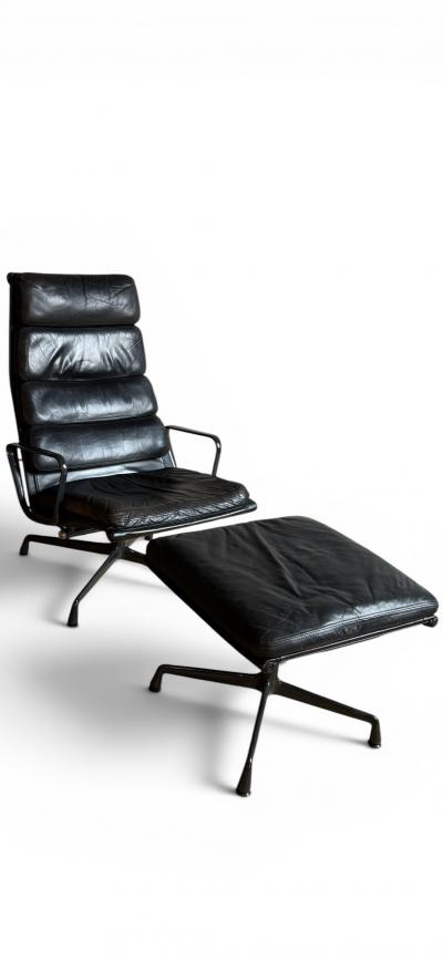 Herman Miller Eames Soft Pad Lounge and Ottoman for Herman Miller c 1990