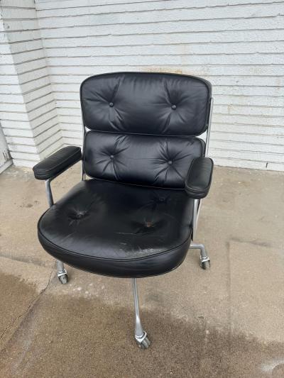 Herman Miller Eames Time Life Chair in Black Leather by Herman Miller