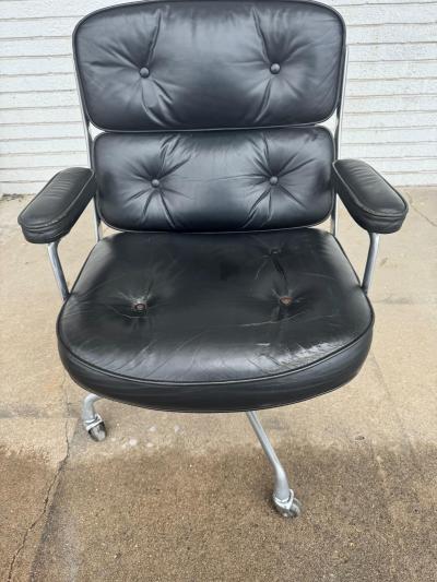 Herman Miller Eames Time Life Chair in Black Leather by Herman Miller