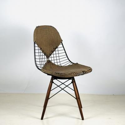 Herman Miller Early Eames Swiveling Dowel Legged Wire Chair DKW 1