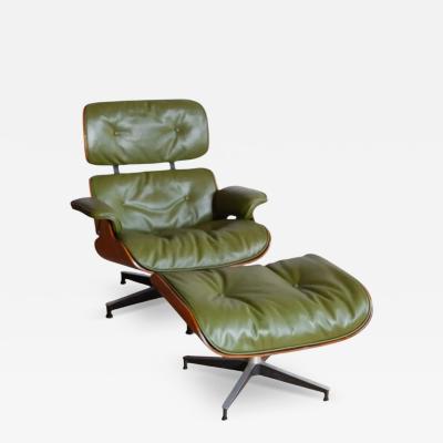 Herman Miller Herman Miller Eames Lounge Chair and Ottoman Green Leather 1960s