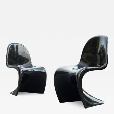 Herman Miller Pair Verner Panton for Herman Miller Black S Form Side or Dining Chairs Signed