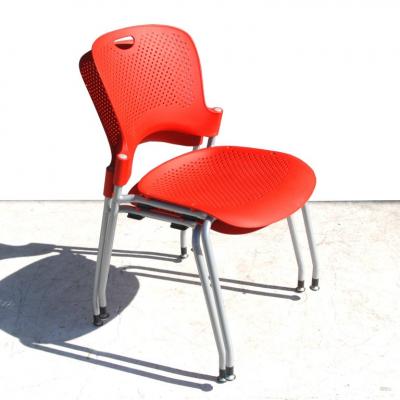 Herman Miller Pair of Red Caper Stacking Chairs by Jeff Weber for Herman Miller