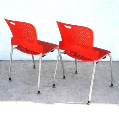 Herman Miller Pair of Red Caper Stacking Chairs by Jeff Weber for Herman Miller
