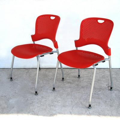 Herman Miller Pair of Red Caper Stacking Chairs by Jeff Weber for Herman Miller