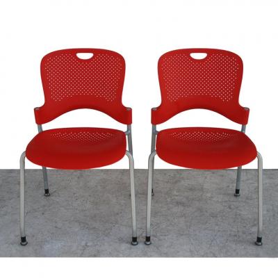 Herman Miller Pair of Red Caper Stacking Chairs by Jeff Weber for Herman Miller