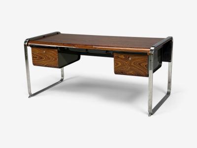 Herman Miller Peter Protzman Unique Writing Desk Zebrawood Chrome USA 1970s