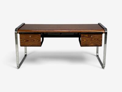 Herman Miller Peter Protzman Unique Writing Desk Zebrawood Chrome USA 1970s