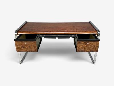 Herman Miller Peter Protzman Unique Writing Desk Zebrawood Chrome USA 1970s