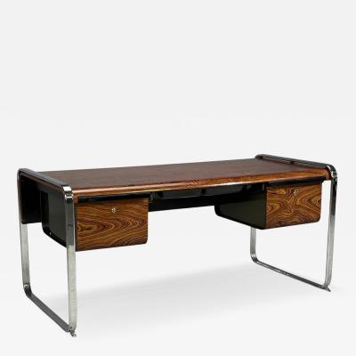 Herman Miller Peter Protzman Unique Writing Desk Zebrawood Chrome USA 1970s