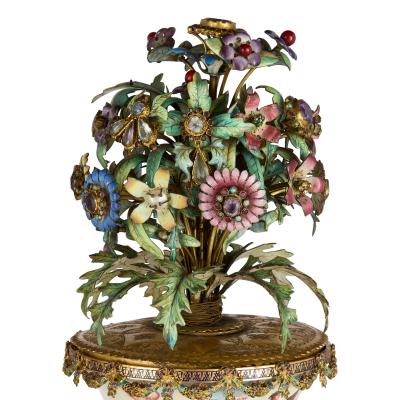 Hermann Bohm Large pair of antique Viennese silver gilt and enamel vases attributed to B hm