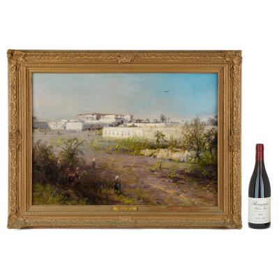 Hermann Herzog Large antique Orientalist painting of Tangier Morrocco by Herzog