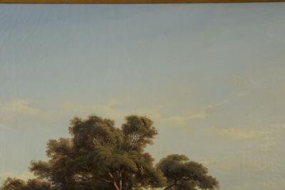 Hermann Seefisch Chalet by Lake Antique Oil Painting by Hermann Seefisch German c 1850