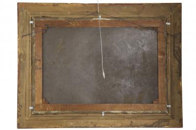 Hermann Seefisch Chalet by Lake Antique Oil Painting by Hermann Seefisch German c 1850