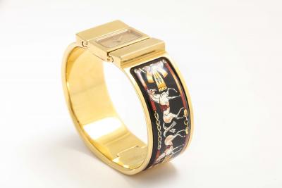 Hermes Equestrian Design Enamel Bangle Watch