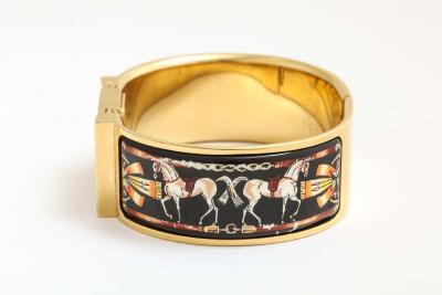 Hermes Equestrian Design Enamel Bangle Watch