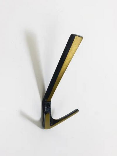 Herta Baller 24x Midcentury Brass Double Wall Hook by Herta Baller Vienna Austria 1950s