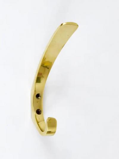 Herta Baller 9x Midcentury Brass Wall Coat Hooks by Herta Baller Vienna Austria 1950s