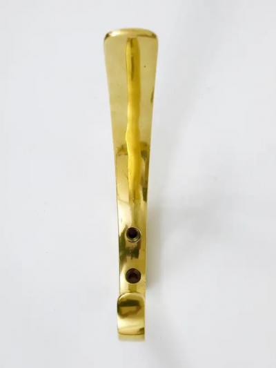 Herta Baller 9x Midcentury Brass Wall Coat Hooks by Herta Baller Vienna Austria 1950s