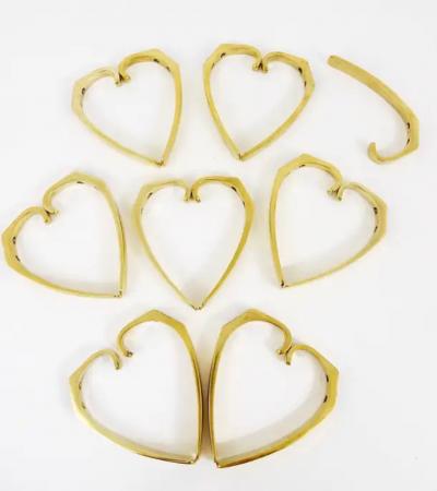 Herta Baller 9x Midcentury Brass Wall Coat Hooks by Herta Baller Vienna Austria 1950s