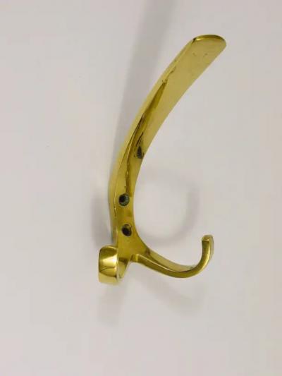 Herta Baller One Mid Century Brass Wall Hook by Herta Baller Vienna Austria 1950s