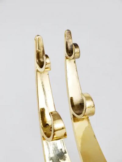 Herta Baller Two Large Mid Century Brass Wall Coat Hooks Herta Baller Vienna Austria 1950s