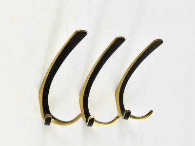 Herta Baller Up to 10 Midcentury Brass Double Wall Hooks by Herta Baller Austria 1950s