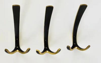 Herta Baller Up to 10 Midcentury Brass Double Wall Hooks by Herta Baller Austria 1950s