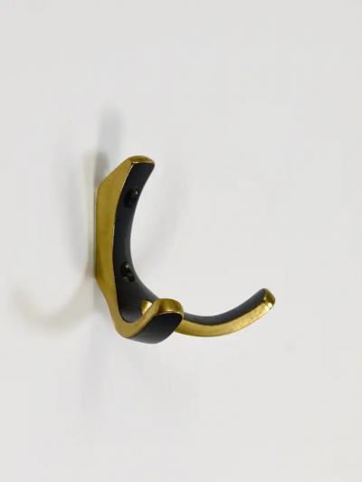 Herta Baller Up to 4 Mid Century Brass Double Wall Hooks by Herta Baller Austria 1950s