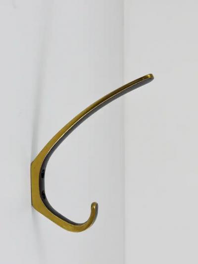 Herta Baller Up to 6 Mid Century Brass Wall Coat Hooks by Herta Baller Austria 1950s