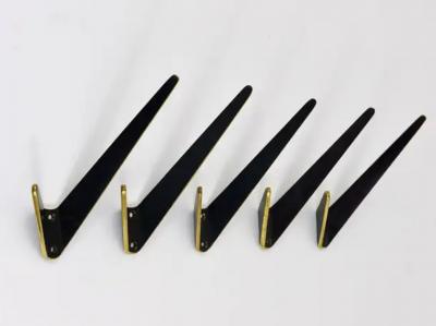 Herta Baller Up to Eight Asymmetrical Midcentury Black Brass Wall Hooks Austria 1950s