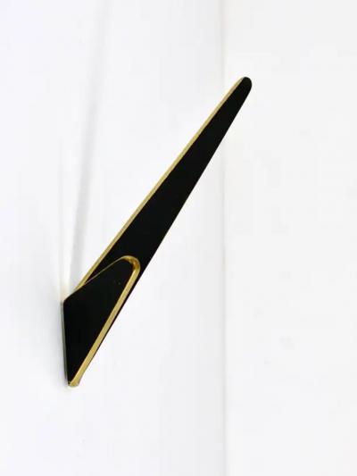 Herta Baller Up to Eight Asymmetrical Midcentury Black Brass Wall Hooks Austria 1950s