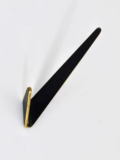 Herta Baller Up to Eight Asymmetrical Midcentury Black Brass Wall Hooks Austria 1950s