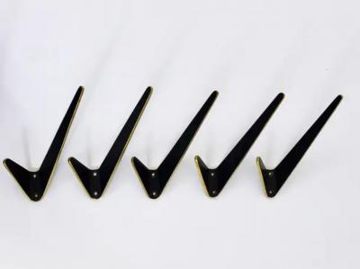 Herta Baller Up to Eight Asymmetrical Midcentury Black Brass Wall Hooks Austria 1950s
