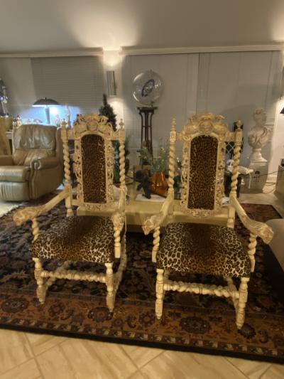 Herter Brothers Whitewashed Lion armchairs