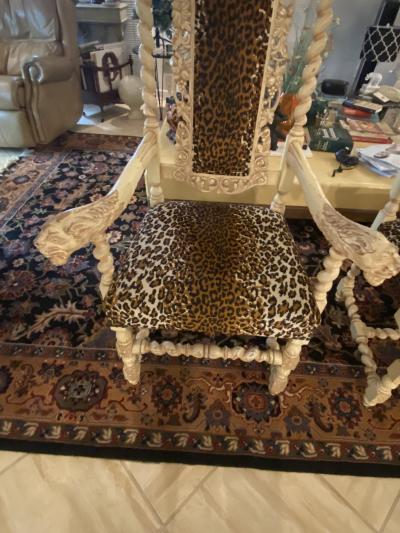 Herter Brothers Whitewashed Lion armchairs