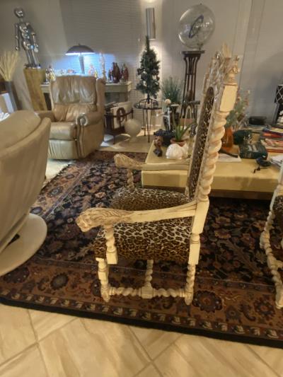 Herter Brothers Whitewashed Lion armchairs