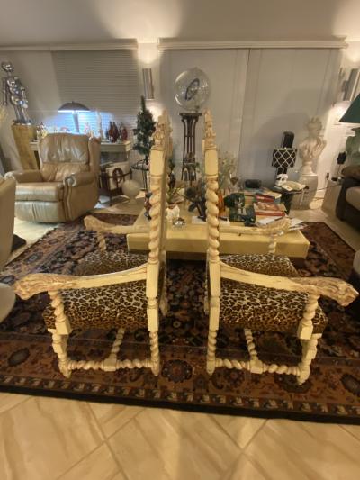 Herter Brothers Whitewashed Lion armchairs