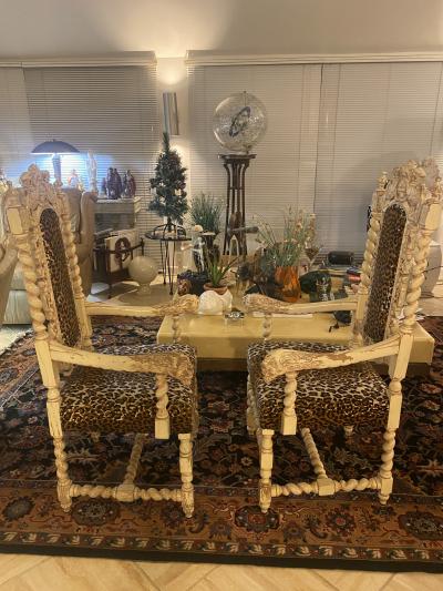 Herter Brothers Whitewashed Lion armchairs
