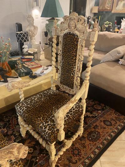 Herter Brothers Whitewashed Lion armchairs