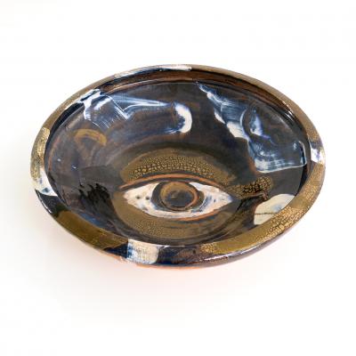 Hertha Hillfon HERTHA HILTON UNIQUE CERAMIC BOWL WITH EYE SWEDEN 1991