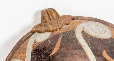 Herv Wahlen Art Deco Copper and Enamel Dinanderie Ceiling Light by Herve Wahlen
