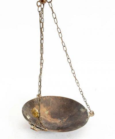 Herv Wahlen Art Deco Copper and Enamel Dinanderie Ceiling Light by Herve Wahlen